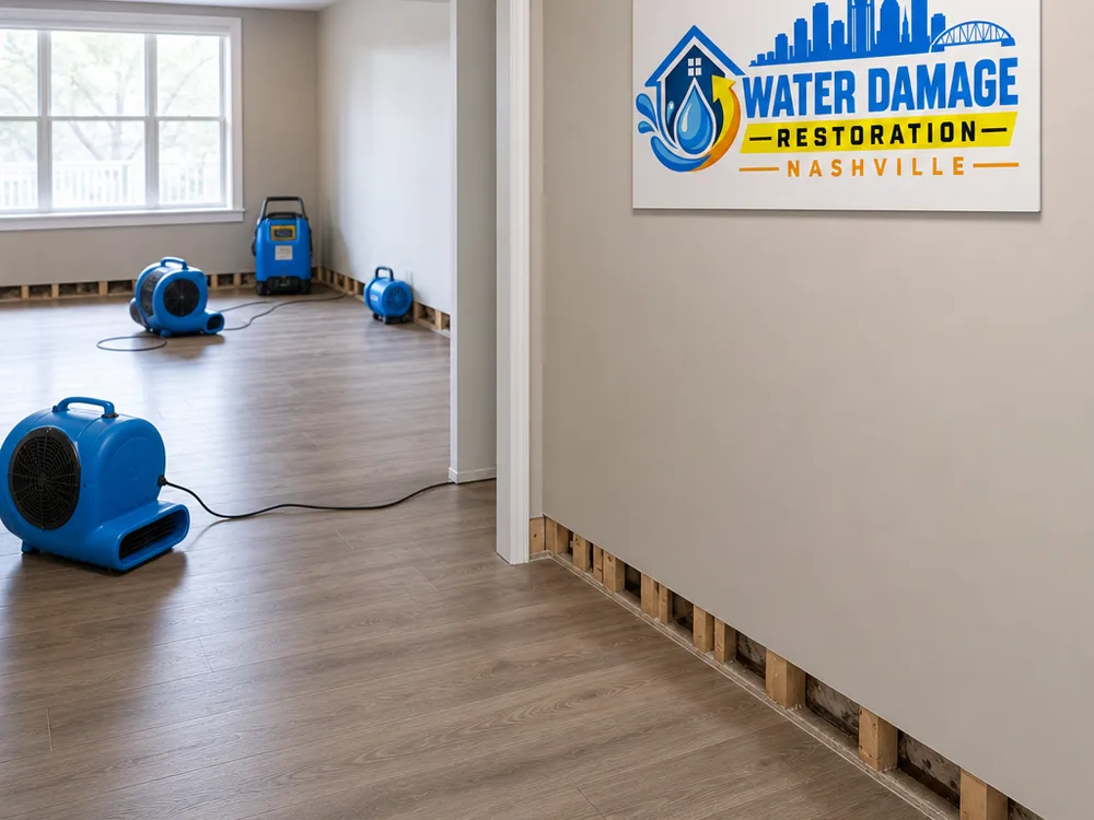 Clean and dry room after mitigation, ready for repairs